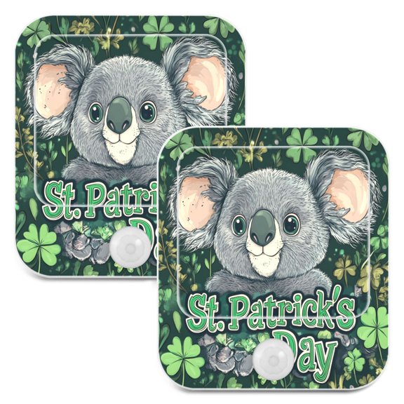 WOBOGO Stpatricks Day Cute Koala Night Light Lamp with Smart Sensor Dusk to Dawn Sensor 0.6W Plug-in 2-Pack