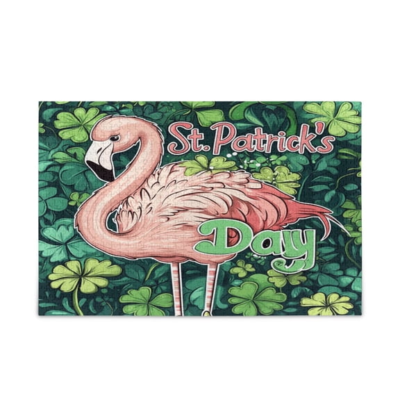 WOBOGO Stpatricks Day Flamingo Puzzle Challenge 500 Piece Jigsaw Suitable for Game Night Finished Size 20.5 x 14.9in
