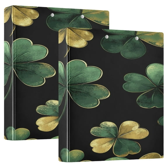 WOBOGO Stpatricks Day Four Leaf Clover File Folders Extra Large Capacity to Hold 200 Sheets of Documents Hard Shell Ring Binder for School Home Office