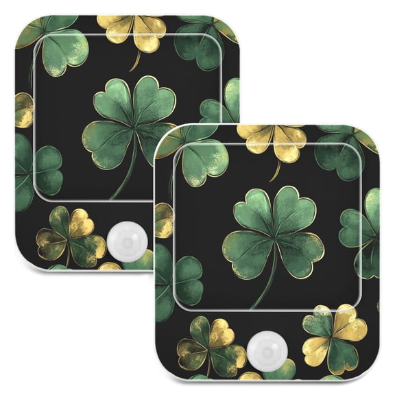 WOBOGO Stpatricks Day Four Leaf Clover Night Light Lamp with Smart Sensor Dusk to Dawn Sensor 0.6W Plug-in 2-Pack