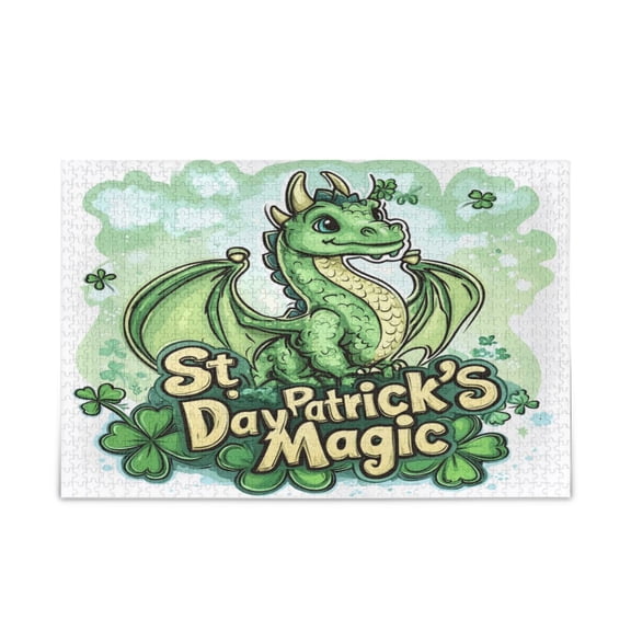 WOBOGO Stpatricks Day Green Ceratopsians Puzzle Challenge 500 Piece Jigsaw Suitable for Game Night Finished Size 20.5 x 14.9in