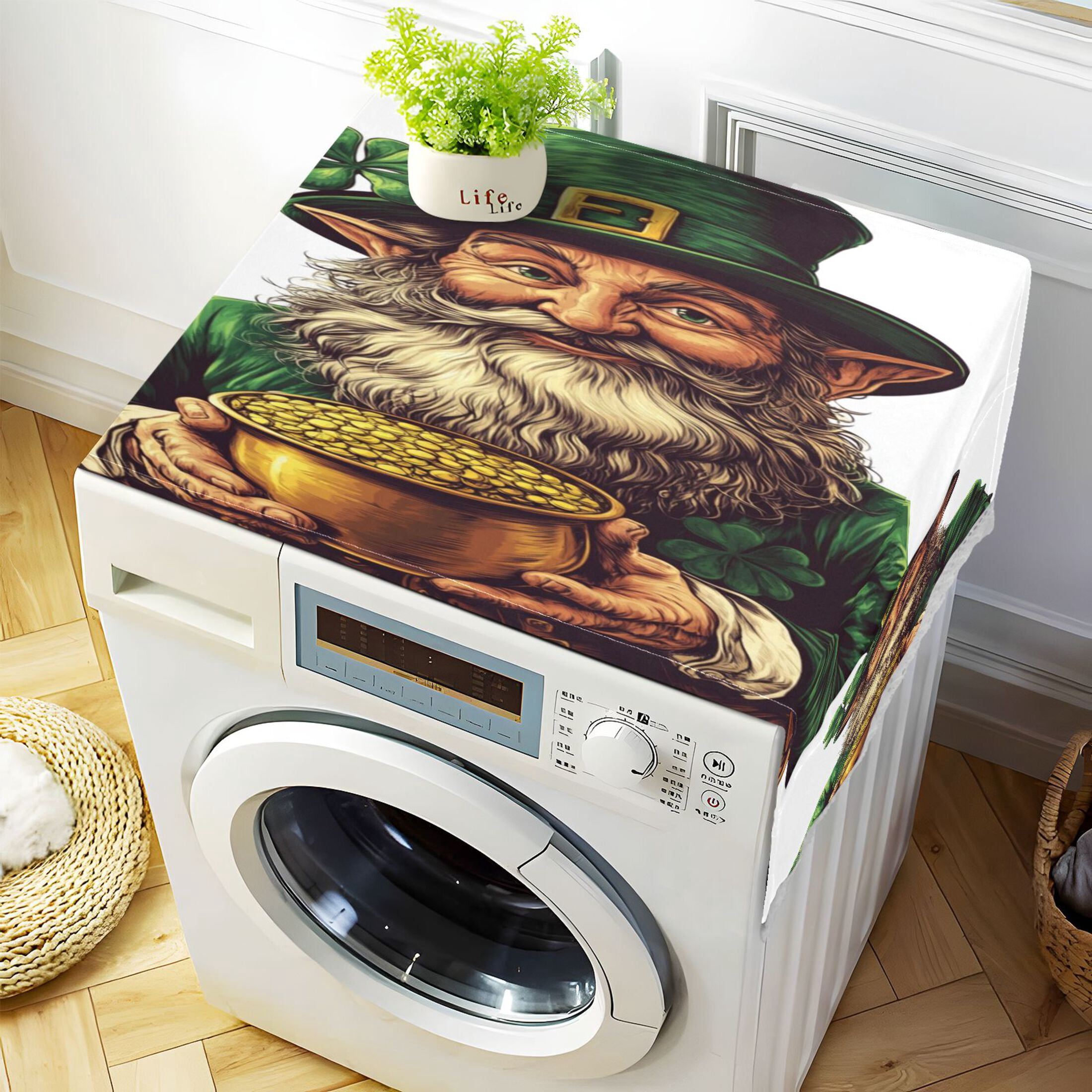WOBOGO Stpatricks Day Leprechaun Washing Machine Cloth Dryer Refrigerator Top Cover Protective Non-Slip Mat For Kitchen Laundry