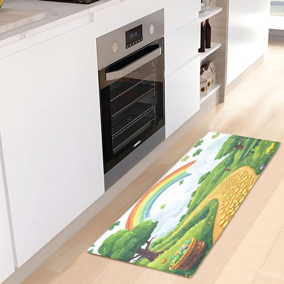 WOBOGO Stpatricks Day Money Road Carpet 39x20in Kitchen Bathroom Plush Absorbent Non-Slip Floor Mat