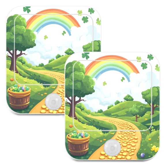 WOBOGO Stpatricks Day Money Road Night Light Lamp with Smart Sensor Dusk to Dawn Sensor 0.6W Plug-in 2-Pack