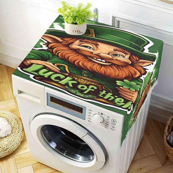 WOBOGO Stpatricks Day Old Leprechaun Washing Machine Cloth Dryer Refrigerator Top Cover Protective Non-Slip Mat For Kitchen Laundry