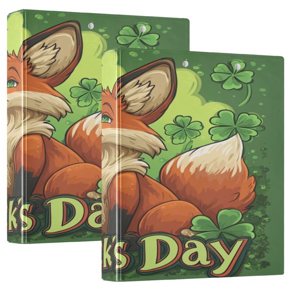WOBOGO Stpatricks Day Red Fox File Folders Extra Large Capacity to Hold 200 Sheets of Documents Hard Shell Ring Binder for School Home Office