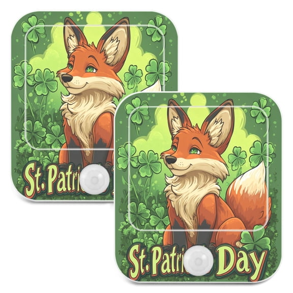 WOBOGO Stpatricks Day Red Fox Night Light Lamp with Smart Sensor Dusk to Dawn Sensor 0.6W Plug-in 2-Pack