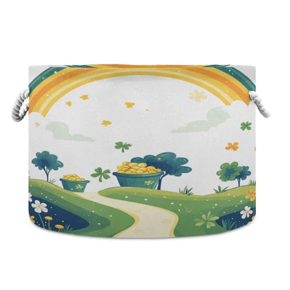 WOBOGO Stpatricks Day Wild Gold Bags Toy Storage Basket 2014in Canvas Laundry Hamper for Living Room Kids Room Bathroom Organizer