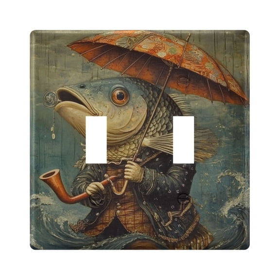 WOBOGO Strange Fish 2-hole Switch Plates PC Flame Retardant Plastic Material Glossy Finish Smooth Touch 4.56x4.48x0.27in