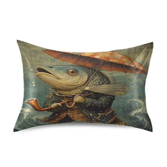WOBOGO Strange Fish Satin Pillowcase Soft Smooth Envelope Design Comfortable Bedding Essentials 20×26in