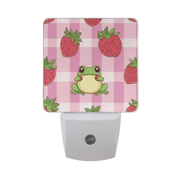 WOBOGO Strawberry Frog Pattern LED Night Light 2 Pcs Set 0.5 Watt Wall Plug in Dusk to Dawn Automatic Switch Soft White Light