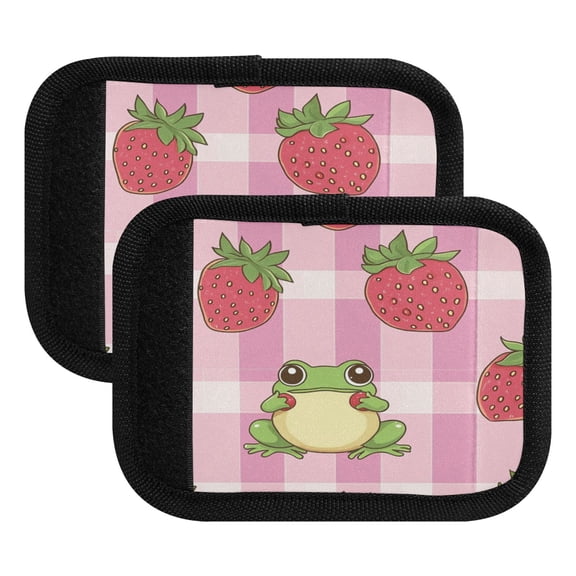 WOBOGO Strawberry Frog Pattern Luggage Handle Wrap 2Pcs Made of Neoprene is Soft and Flexible Suitable for Many Bags Shoulder Pads.