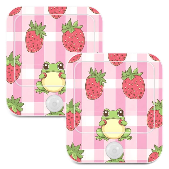 WOBOGO Strawberry Frog Pattern Night Light Lamp with Smart Sensor Dusk to Dawn Sensor 0.6W Plug-in 2-Pack