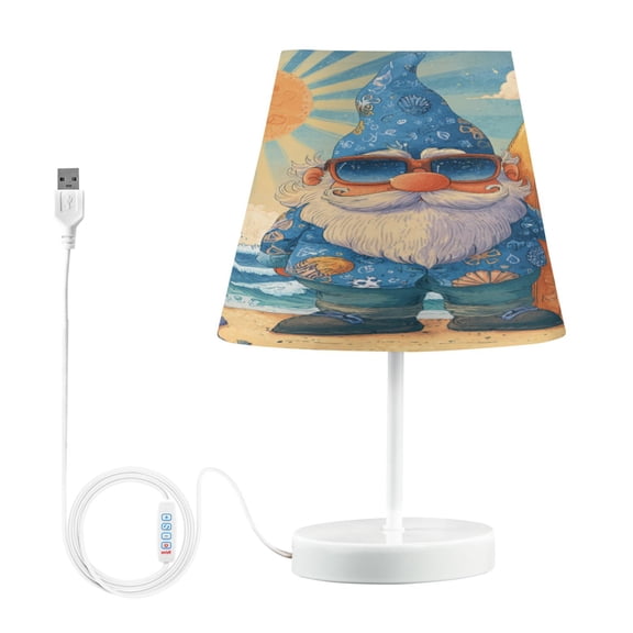 WOBOGO Summer Dwarf Table Lamps Bedroom 3-Speed Dimmable Farm Style with Fabric Shade for Reading and Home Office