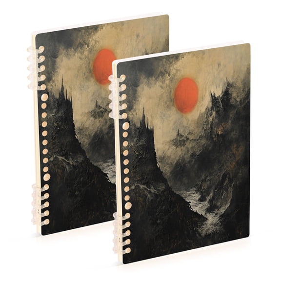 WOBOGO Sundown Notebook College Horizontal Grid Paper Ink Spill Resistant Water Resistant Cover 8.3x5.7x0.4in