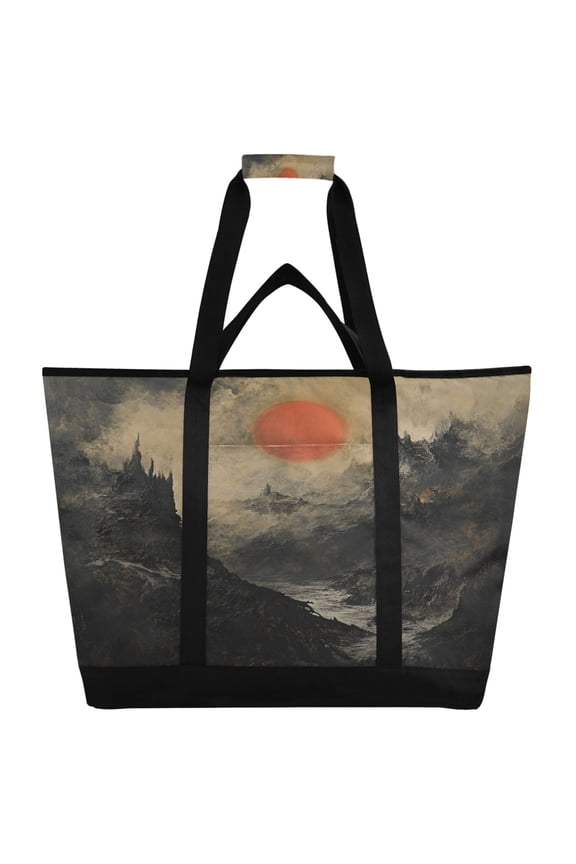 Sundown Tote Cooler Bag Fold Flat Insulated Shopping Bag With Zipper For Work Picnic Beach Use 186.724in