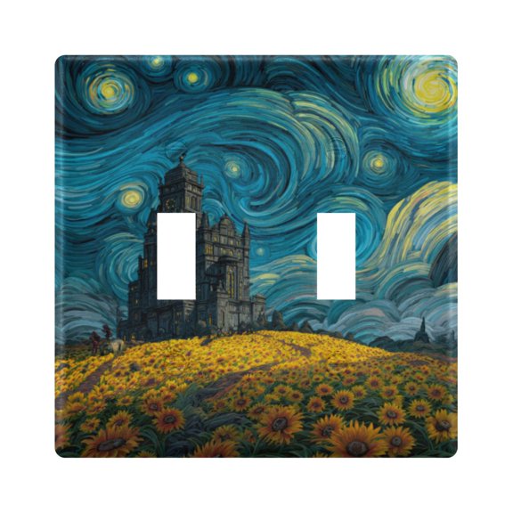 WOBOGO Sunflower Field 2-hole Switch Plates PC Flame Retardant Plastic Material Glossy Finish Smooth Touch 4.56x4.48x0.27in