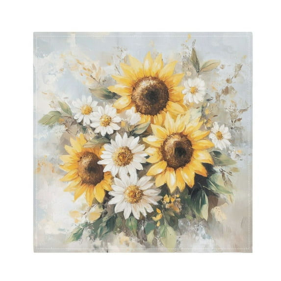 WOBOGO Sunflowers and Daisies Cloth Napkins 1 Piece Soft Elegant Touch Durable Absorbent Quick Drying for Elegant Dining