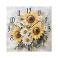 thumbnail image 1 of WOBOGO Sunflowers and Daisies Wall Clock 7.78 Inch Battery Operated Silent Unit Square Rustic Vintage Style for Home Bedroom Office Gold Pointer, 1 of 8