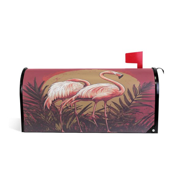 WOBOGO Sunset Flamingo Pattern Mailbox Cover Magnetic for Garden Yard Home Decor Standard Size 25.4×20.78in