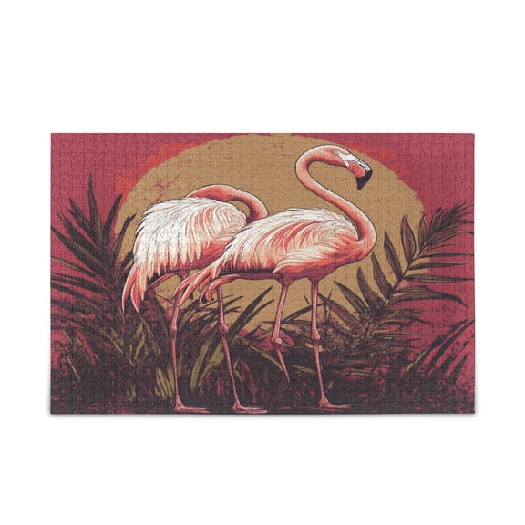 WOBOGO Sunset Flamingo Pattern Puzzle Challenge 500 Piece Jigsaw Suitable for Game Night Finished Size 20.5 x 14.9in