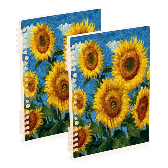 WOBOGO Sweet Sunflowers Notebook College Horizontal Grid Paper Ink Spill Resistant Water Resistant Cover 8.3x5.7x0.4in