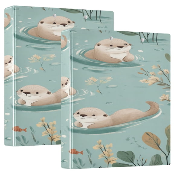 WOBOGO Swims Sea Otter File Folders Extra Large Capacity to Hold 200 Sheets of Documents Hard Shell Ring Binder for School Home Office