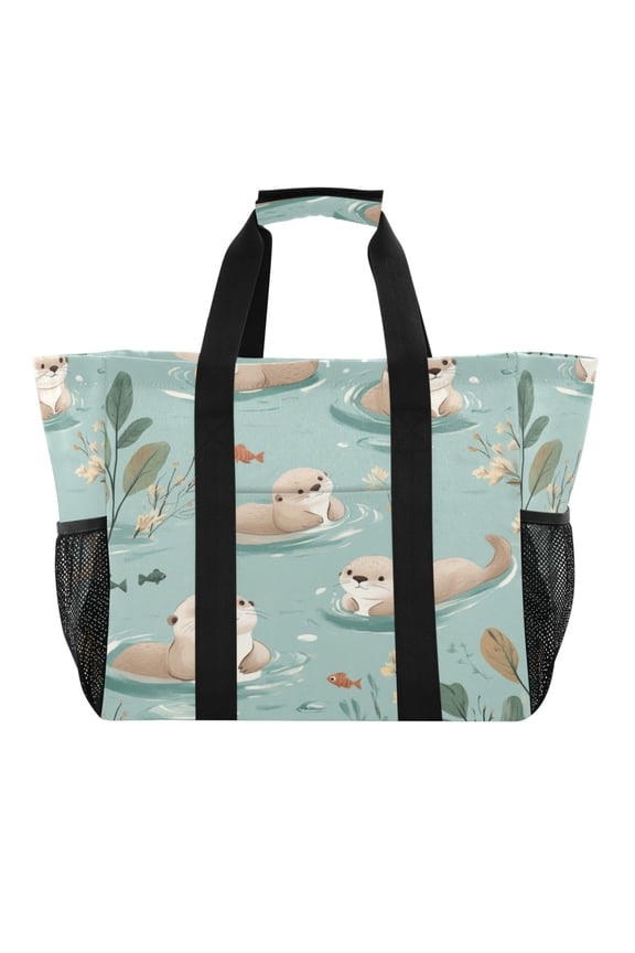 Swims Sea Otter Tote Shopping Bag Reusable Heavy Duty Durable Foldable Washable 15.412.89.8in