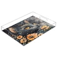 thumbnail image 1 of WOBOGO Tabby with Flowers Acrylic Serving Trays 15.7x11.8 Inch Spill Proof Clear Decorative Organizer with Handle, 1 of 7