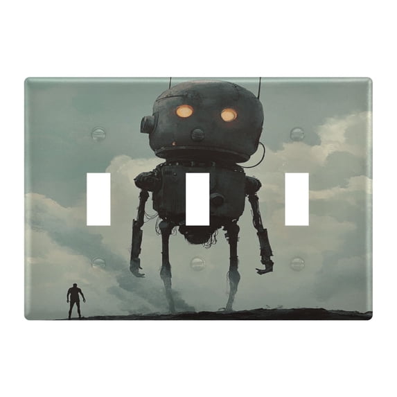 WOBOGO Tall Digital Robot 3-hole Switch Plates PC Flame Retardant Plastic Material Glossy Finish Smooth Touch 6.37x4.48x0.27in