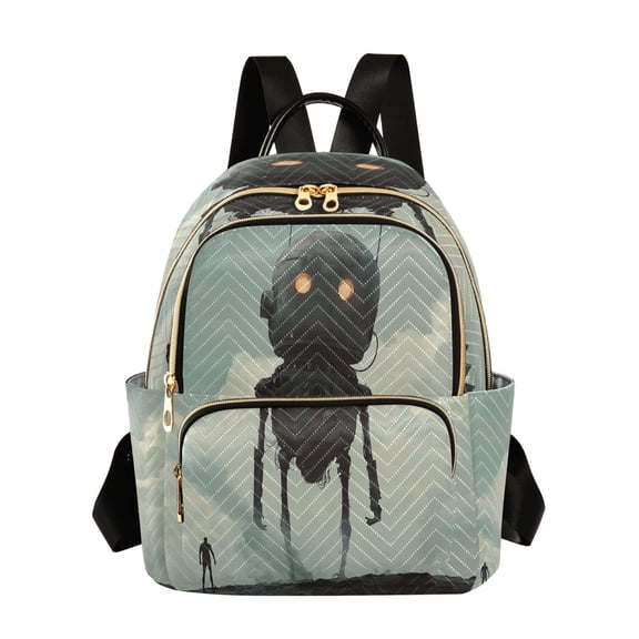 WOBOGO Tall Digital Robot Butterfly Backpack Durable Lightweight Shoulder Bag Built-in Laptop Sleeve and Multiple Utility Compartments