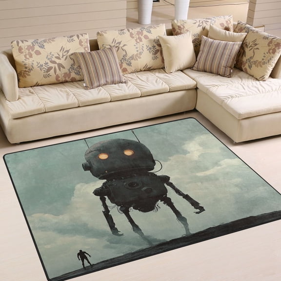 WOBOGO Tall Digital Robot Carpet Non-Slip Rugs Soft Doormat 63×48in Living Dining Room Bedroom Decorative