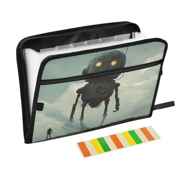 WOBOGO Tall Digital Robot Expanding File Folder Letter Size Accordion Filing Organizer 13 Pocket Separate Organ Pocket