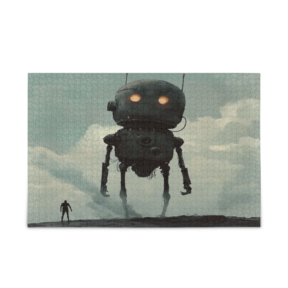WOBOGO Tall Digital Robot Puzzle Challenge 500 Piece Jigsaw Suitable for Game Night Finished Size 20.5 x 14.9in