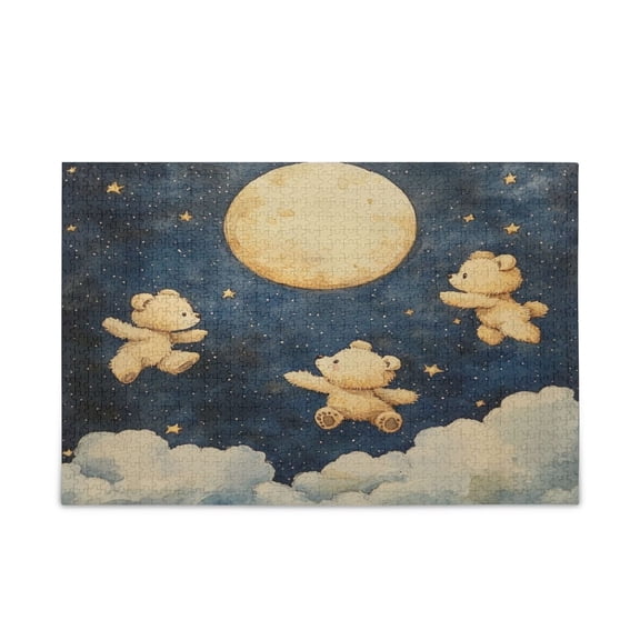 WOBOGO Teddy Bear Star Pattern Puzzle Challenge 500 Piece Jigsaw Suitable for Game Night Finished Size 20.5 x 14.9in