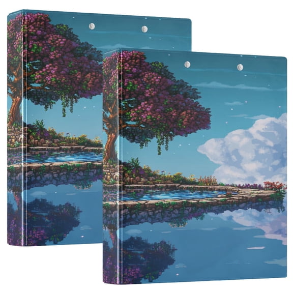 WOBOGO Terraria Style Tree File Folders Extra Large Capacity to Hold 200 Sheets of Documents Hard Shell Ring Binder for School Home Office