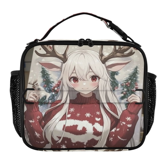 WOBOGO The Antler Lass Tote Lunch Bag High Quality Insulated Aluminium Film For Cold with Adjustable Shoulder Strap 11.29.83.5in
