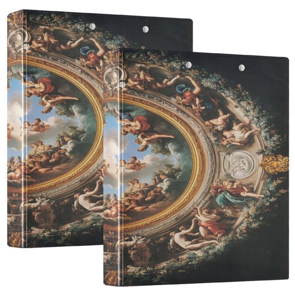 WOBOGO The Baroque Pattern File Folders Extra Large Capacity to Hold 200 Sheets of Documents Hard Shell Ring Binder for School Home Office