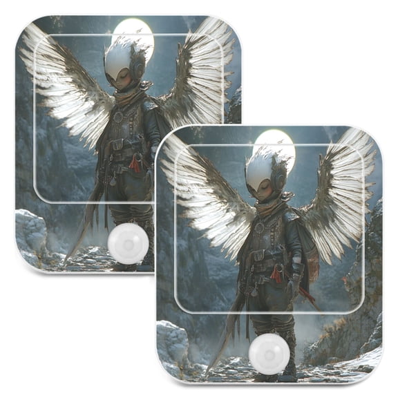 WOBOGO The Boy with Wings Night Light Lamp with Smart Sensor Dusk to Dawn Sensor 0.6W Plug-in 2-Pack