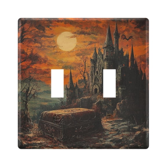 WOBOGO The Coffin Of The Vampire Count 2-hole Switch Plates PC Flame Retardant Plastic Material Glossy Finish Smooth Touch 4.56x4.48x0.27in