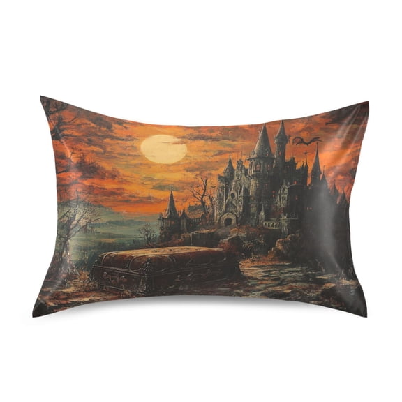 WOBOGO The Coffin Of The Vampire Count Satin Pillowcase Soft Smooth Envelope Design Comfortable Bedding Essentials 20×26in