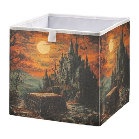 WOBOGO The Coffin Of The Vampire Count Storage Basket Foldable Easy to Clean Durable with Hollow Support Plate with Handle 15.75×10.63×6.96 in