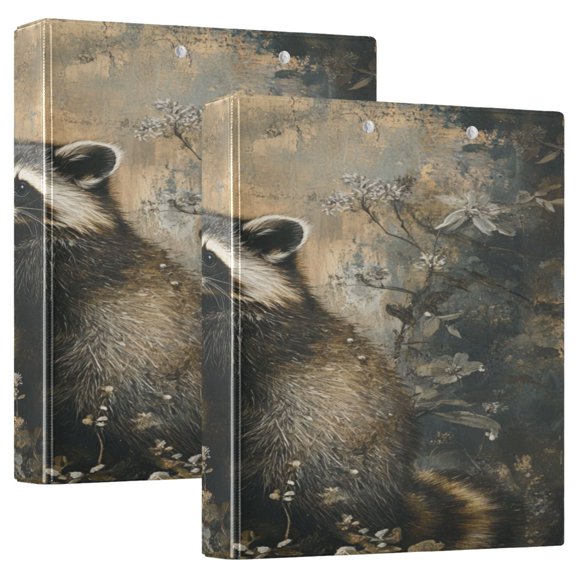 WOBOGO The Cute Raccoon File Folders Extra Large Capacity to Hold 200 Sheets of Documents Hard Shell Ring Binder for School Home Office