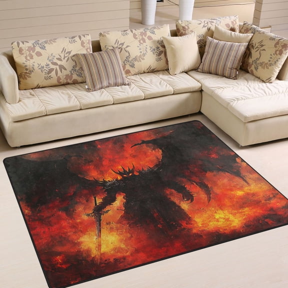 WOBOGO The Demon with A Sword Carpet Non-Slip Rugs Soft Doormat 63×48in Living Dining Room Bedroom Decorative