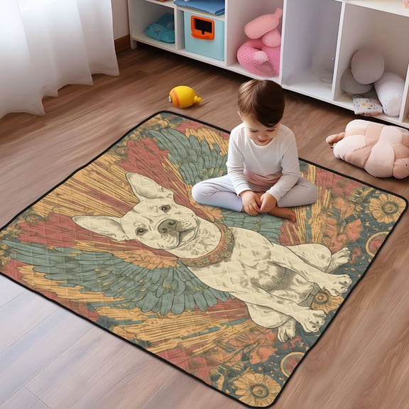 WOBOGO The Dog with Wings Baby Playmats Extra Large Waterproof Rollable Activity Pads for Toddlers 5050inch