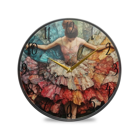 WOBOGO The Elegant Ballet Acrylic Wall Clock Battery Operated 9.5in Silent No Tick Bedroom Living Room Office Classroom Decoration