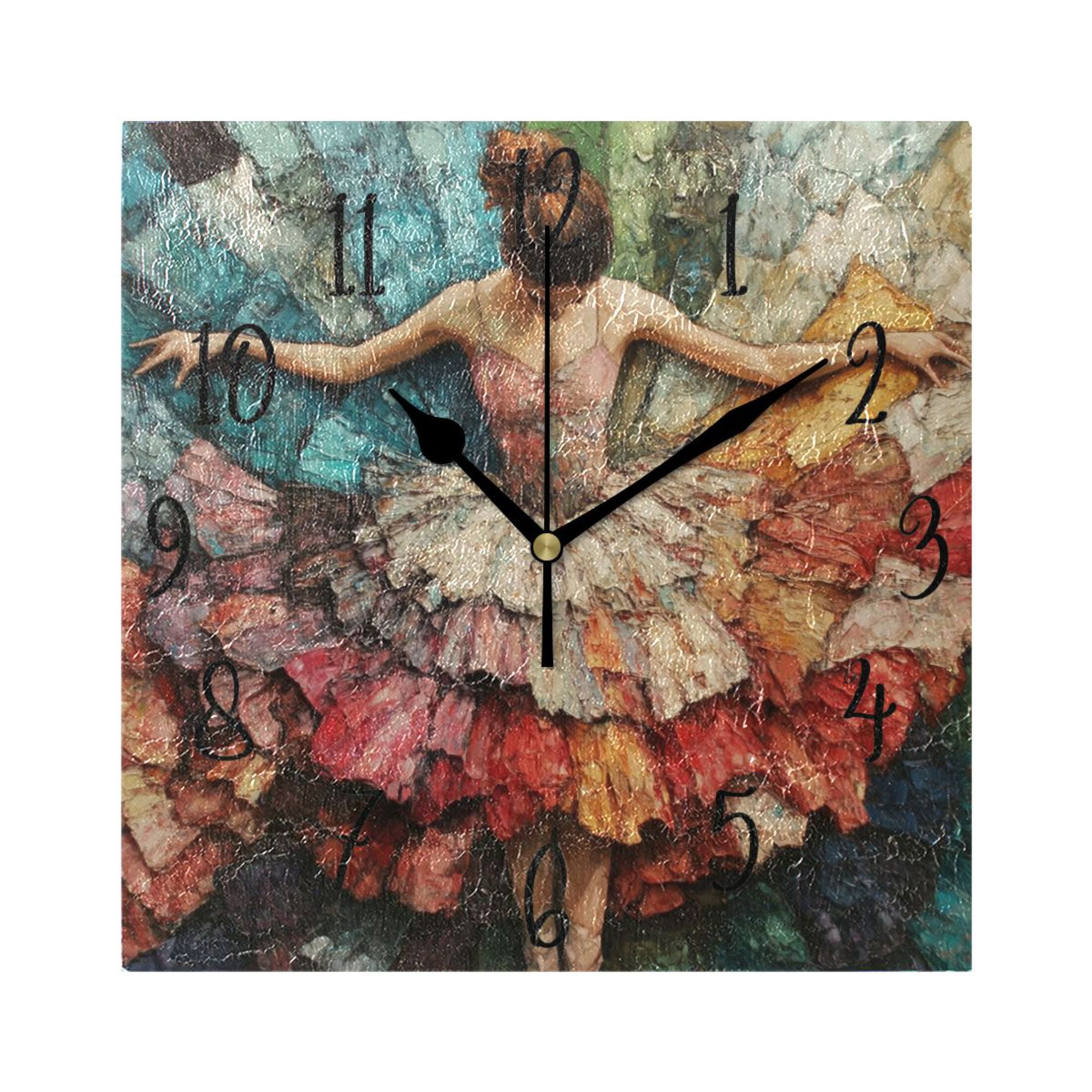 WOBOGO The Elegant Ballet Wall Clock 7.78 Inch Battery Operated Silent ...