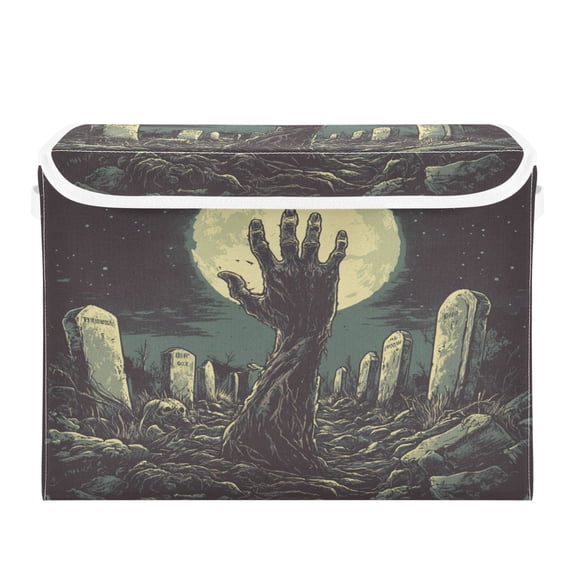 WOBOGO The Graveyard Of Horrors Large Collapsible Storage Box Flip Lid Fabric Decorative Organizer Container Basket with Handles 16.512.611.8in
