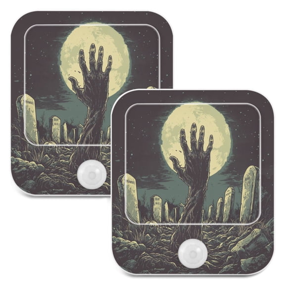 WOBOGO The Graveyard Of Horrors Night Light Lamp with Smart Sensor Dusk to Dawn Sensor 0.6W Plug-in 2-Pack