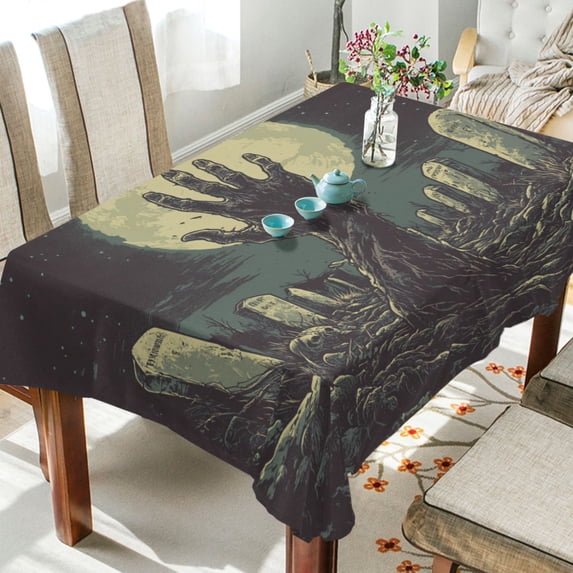 WOBOGO The Graveyard Of Horrors Square Tablecloth 54×54in Polyester Fabric Tablecloth Washable Dust Resistant Wrinkle Resistant